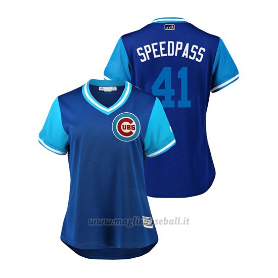 Maglia Baseball Donna Chicago Cubs Steve Cishek 2018 Llws Players Weekend Speedpass Royal